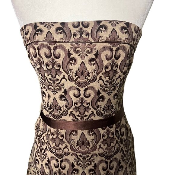 Vintage Tapestry Tea-Length Strapless Dress Y2K Size 3 - Picture 3 of 5